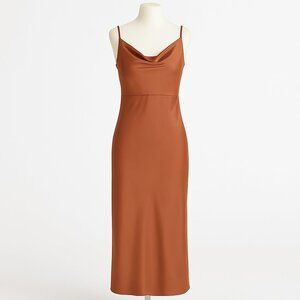 BHLDN Cali Satin Cowl-Neck Midi Dress Size 14 Satin Prom Bridesmaid Dress NEW